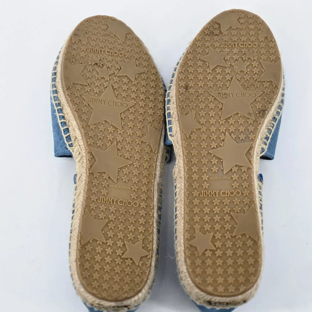 Jimmy Choo Dreya Denim d'Orsay Espadrille Flats Women's Size 38.5 US 8 Spain